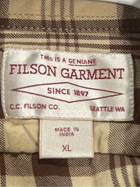 Filson Plaid Button-Up Shirt in Beige and Brown Tones